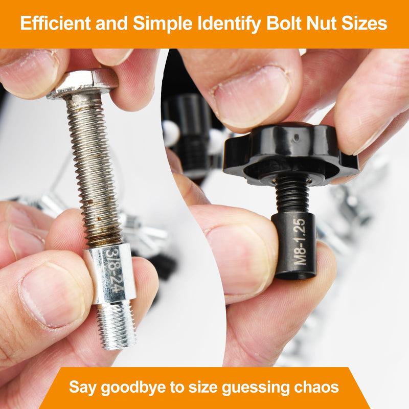 Nut and Bolt Thread Checker, Thread Checker Standard and Metric, Bolt Size and Thread Gauge, 26 Male/Female Identifier Gauges (14 Inch & 12 Metric) 26 Male/Female Nut & Bolt Thread Checker