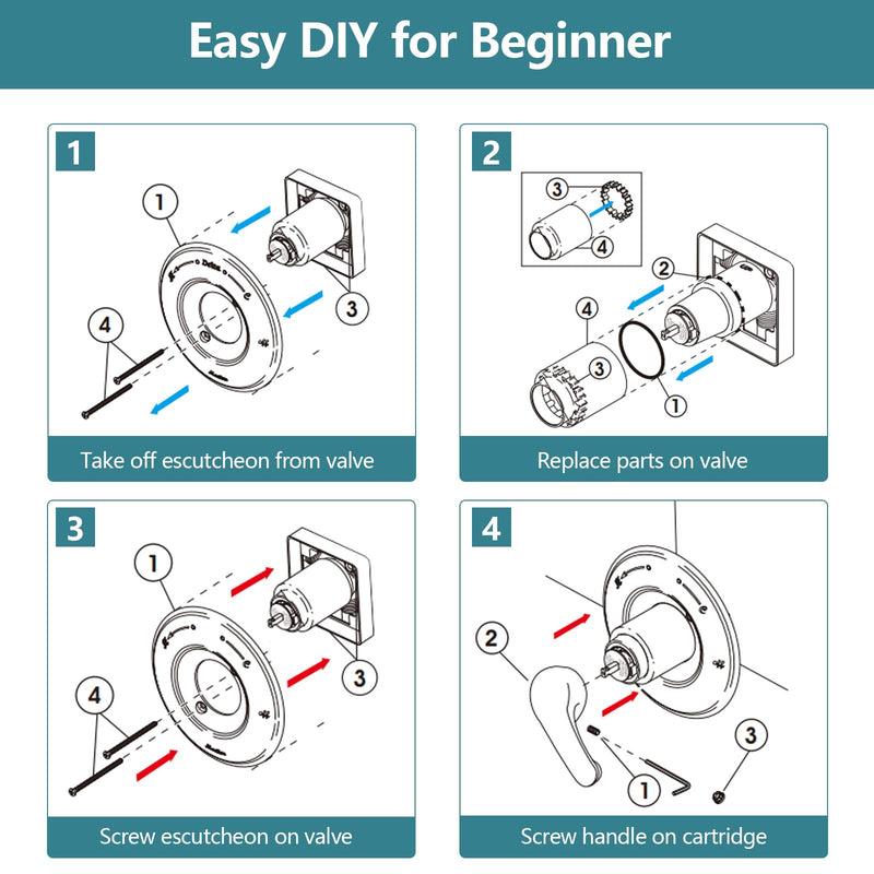Shower Trim Kit Compatible with Delta 13/14 Series, Shower Cover Plate with Handle (Valve& Catridge Not Inclued), Chrome 1