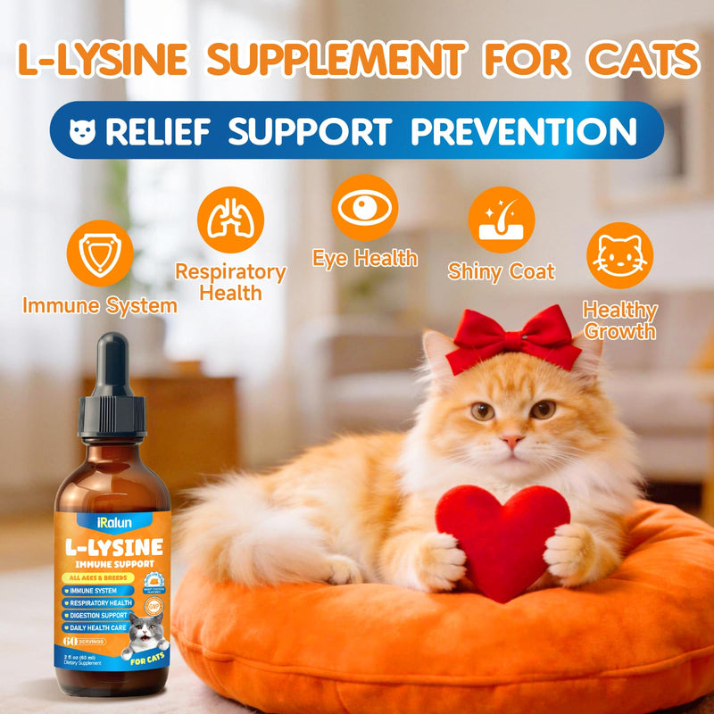 2 Pack Calming Drops for Dogs & Cats - Cat Calming Treats for Anxiety Relief, Relaxation, Sleep Aid + L-Lysine Supplement for Cats - Immune Support Lysine Drops of All Ages
