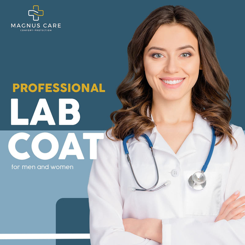 Professional Lab Coat for Women & Men, White Unisex Labcoat, Cotton Poly Medical Doctor Nurse Med Laboratory Coat Medium