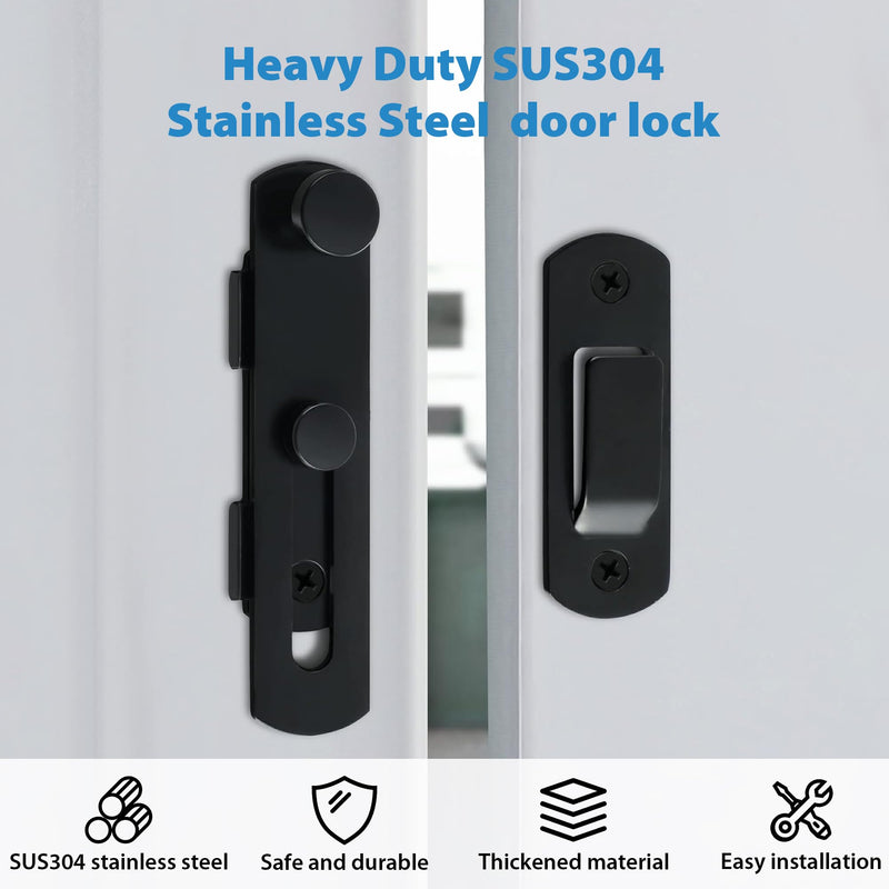 Alise Flip Latch Gate Latches Safety Door Lock for Barn Wood Fence Sliding French Doors,Heavy Duty SUS304 Stainless Steel Gate Hardware,Matte Black MS9500-B 4 Inch Matte Black