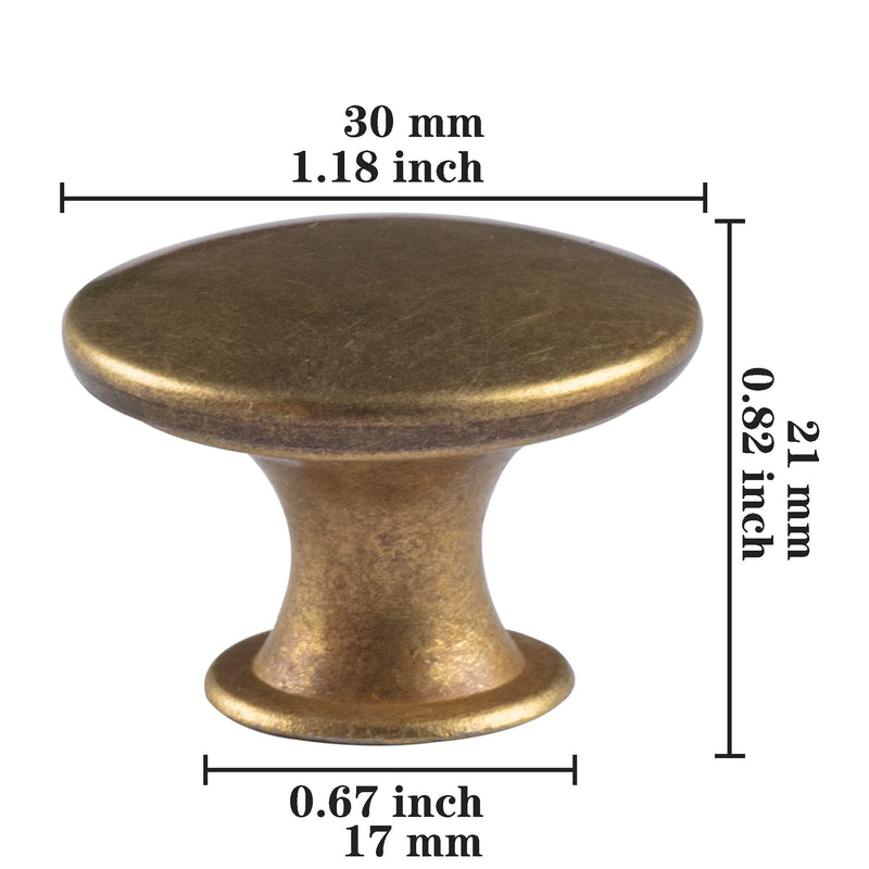 6 Pack Brass Round Antique Brass Kitchen Cabinet Knobs Cupboard Door Knobs Drawer Handle Pulls Dresser Knobs with 7 Pcs Screws for Bathroom Drawer Door Hardware 6 Yellow bronze