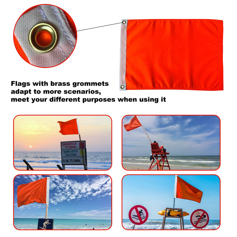 AZCOVER Orange Flag, 9x12 Safety Flags Heavy Duty Polyester ATV Flags with 2 Brass Grommets, High Visibility Orange Banner for Boat, Bicycle, Yacht, Whips, Car, Dune 9x12 Inch Orange Flag