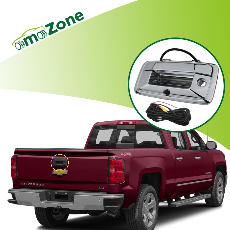 Backup Camera Tailgate Handle Rear View Camera Liftgate Latch Handle with Keyhole Chrome Compatible with 2014-2015 Chevrolet Chevy Silverado Sierra 1500 Replaces 23128692 2014-2015 Chrome