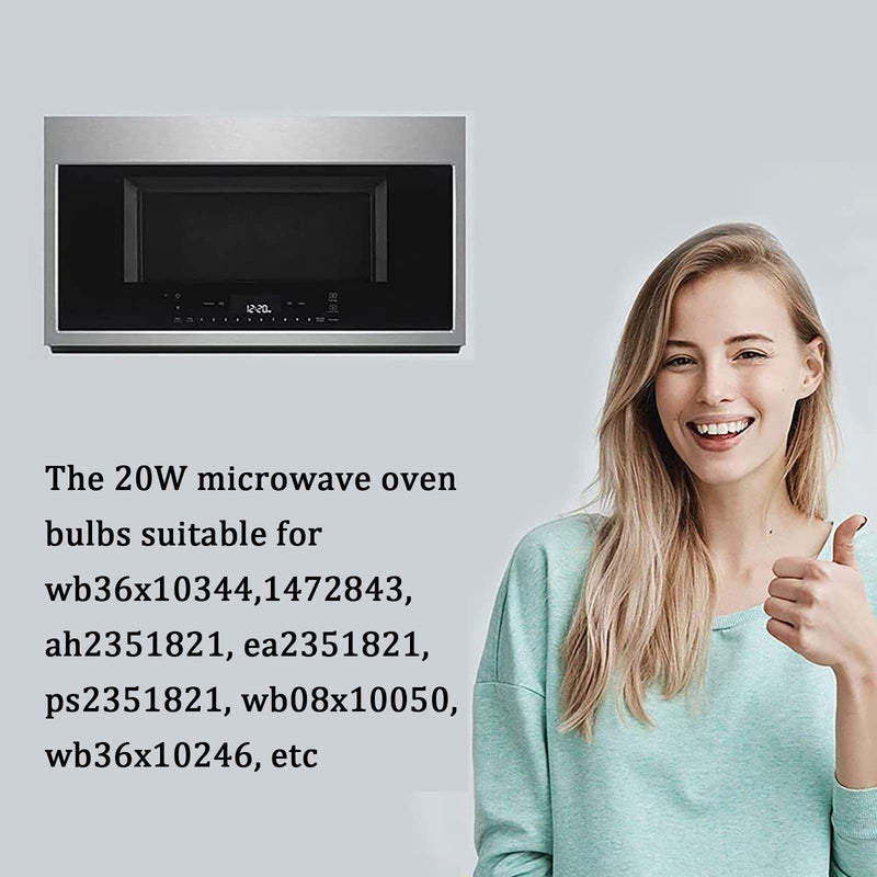 Microwave Light Bulb for GE Samsung Kenmore Maytag Elite Over The Stove Range Microwave Oven, Night Light/Stove Light Bulb G8 120V 20W Under Microwave Light, Replaces WB25X10019 WB36X10213, 2 Pack
