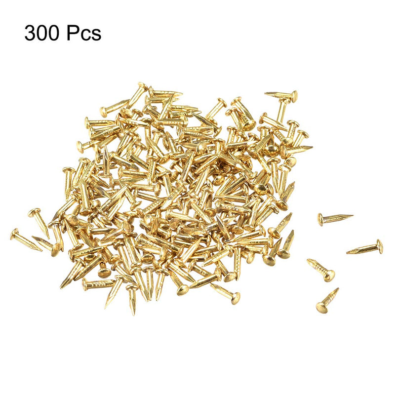 uxcell Small Tiny Nails 1.2x6mm(DxL) for Wooden DIY Decorative Pictures Boxes Household Accessories Brass Tone 300pcs 6mm