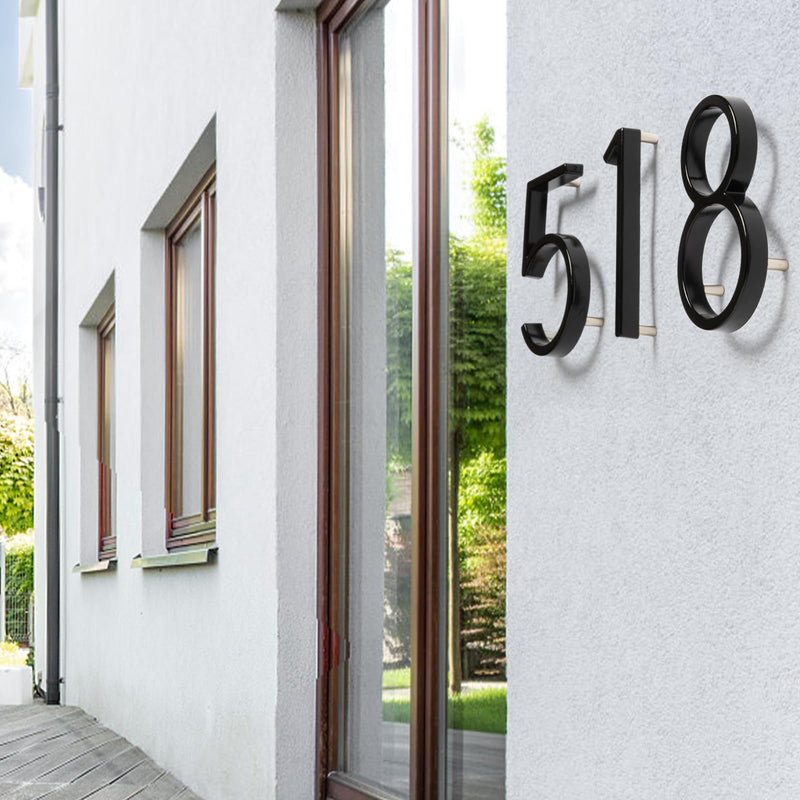 Briout 5" Floating House Numbers for Outside, Metal Modern Address Numbers for House, Zinc Alloy Anti-Rust Home Address Numbers for Door Mailbox, High Gloss Black (1) 5In 1