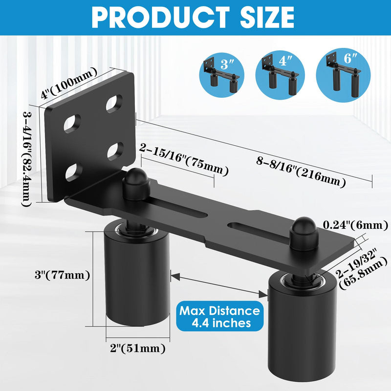 Heavy Duty Slide Gate Roller Guide with Steel L Rear Post Bracket, Adjustable Nylon Roller Guide, Rolling Gate Hardware kit for Sliding Door, Rolling Door, Wood Door (Black-1pc, 3in) Black-1pc