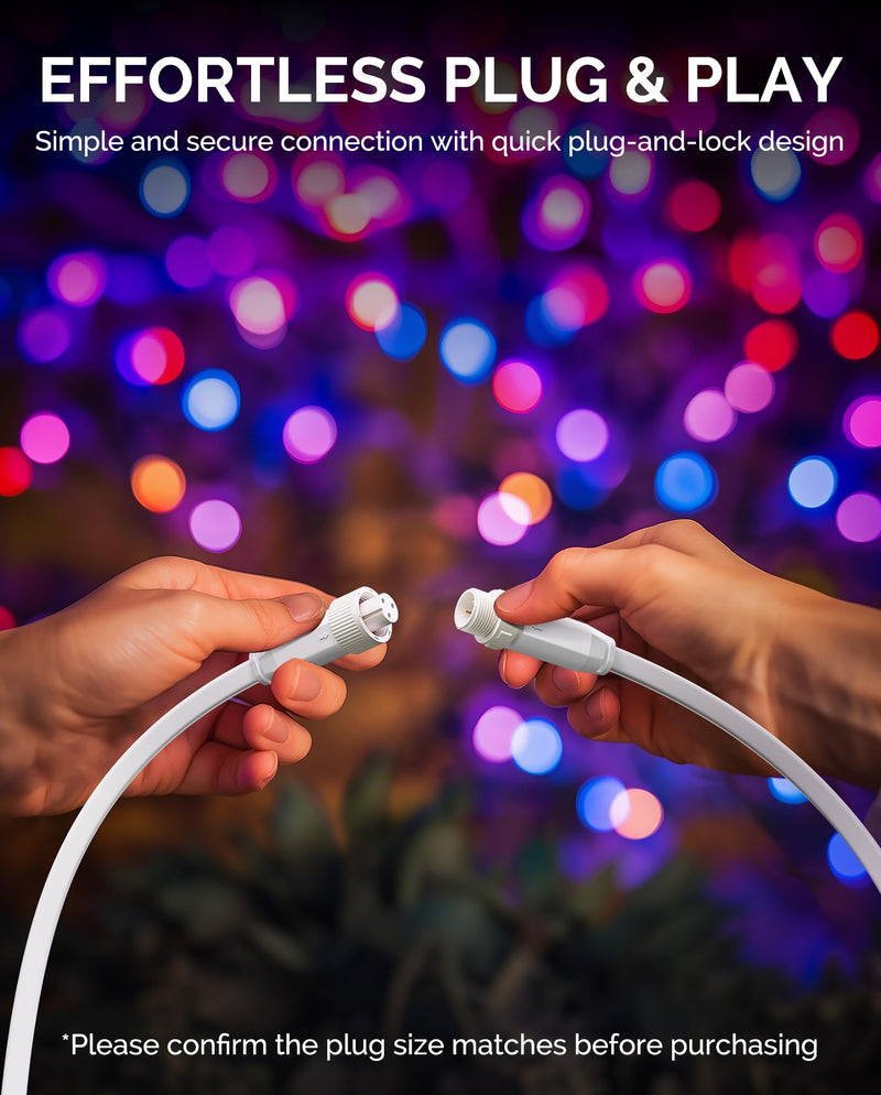 12FT Extension Cable for Govee Permanent Outdoor Lights Prism, Waterproof Outdoor Lights Extension Cord Compatible with Govee H707A, H707B, H707C, White 12FT-1 PACK
