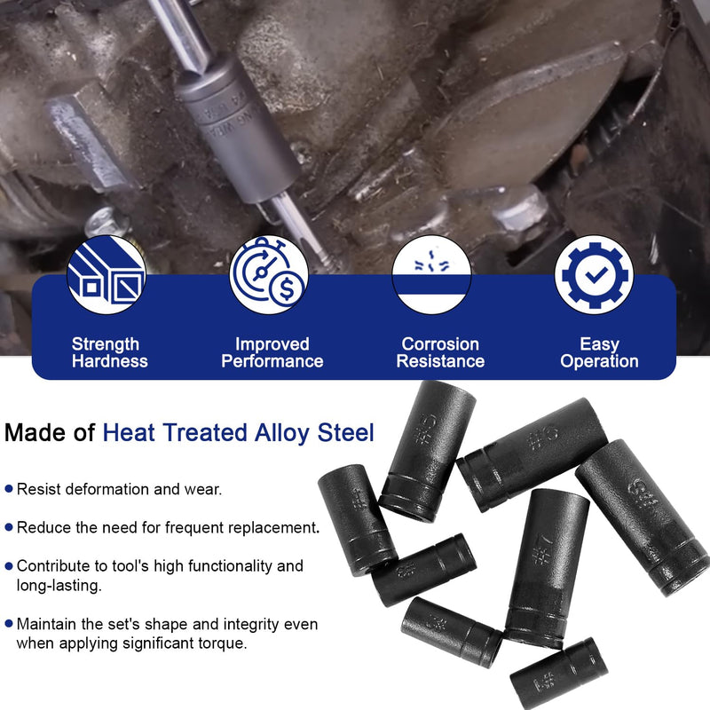 70500 Tap Socket Set Use with 1/4" & 3/8" Drive, Fit Fractional MCTI Standard Tap thru 1/2" & 1/8" NPT taps & Metric Tap thru 12mm Manufactured to MCTI Standard, 8-Piece