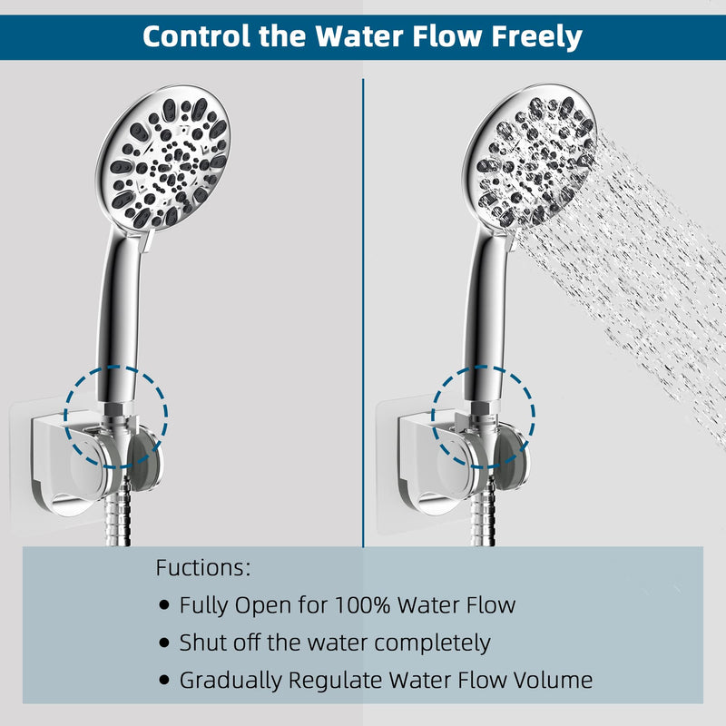 All Metal Shower Head Flow Control Valve G1/2 Brass Shut-off Valve with Handle Lever Shower Head Valve Water Flow Control Valve Regulator Shut OFF Valve for Hand Shower,Bidet Sprayer-Polished Chrome