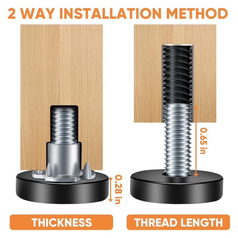 8 PCS 1/4" Thread Furniture Feet Levelers,Adjustable Furniture feet,Thread Adjustable Furniture levelers Screw,Furniture Legs (8 PCS 1/4”Thread Stool Legs) 1/4 IN - 8 PCS