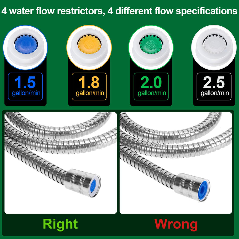 4 Pack Shower Flow Reducer Limiter, 1.5/1.8/2.0/2.5 GPM Water Flow Saver Adapter, Flow Restrictor Control Valve for Bathroom Toilet Handheld Shower Head