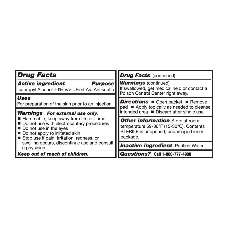 McKesson Alcohol Prep Pads [Pack of 200] 70% Isopropyl, Individually Wrapped Wipes, Sterile, Medical-Grade, First Aid, Medium 1 Count (Pack of 200)