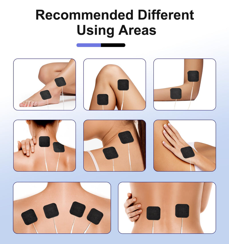 TENS Unit Replacement Pads, 2x2”20 Pcs Reusable Self-Adhesive TENS Unit Electrodes Pads, NURSAL Latex Free TENS Pads Replacement Compatible with AUVON, TENS 7000 Muscle Stimultaion Machine (Black)