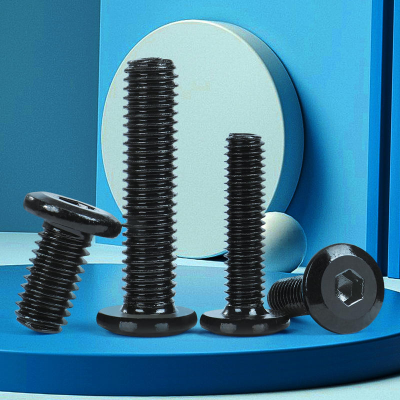 M8-1.25 x 25 mm 30pcs Flat Head Hex Socket Cap Screws Metric M8 Bolts, 304 Stainless Steel 18-8, Black Zinc Plated, Full Thread, with Hex Spanner M8 x 25mm(30pcs)