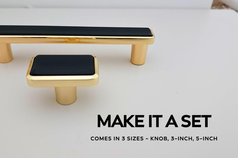 CAYBO 3.77 Inch 10 Pack (96mm) Gold Drawer and Cabinet Handle Set Unique Modern Kitchen Cabinet Pulls and Handles Black with Gold Trim 10 Pack 3.77inch_96mm Gold Black