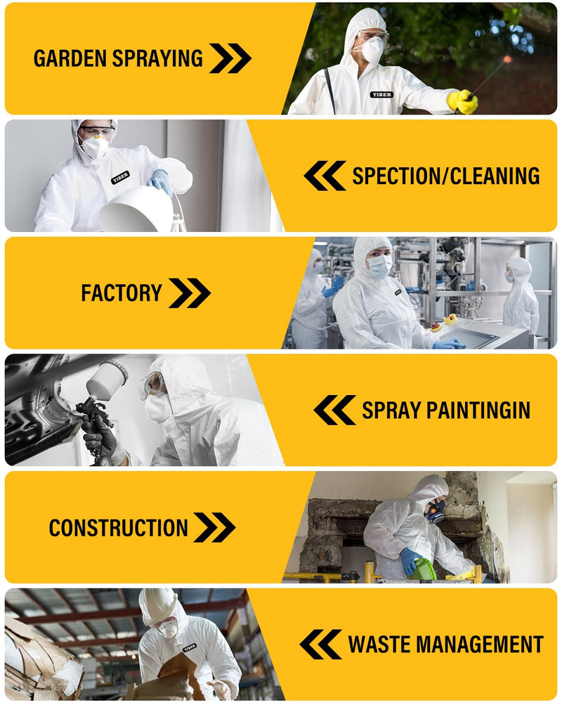 Hazmat Suit Disposable Coverall | Full Body Painters Suit in 7 Sizes with Multiple Specifications for Men & Women