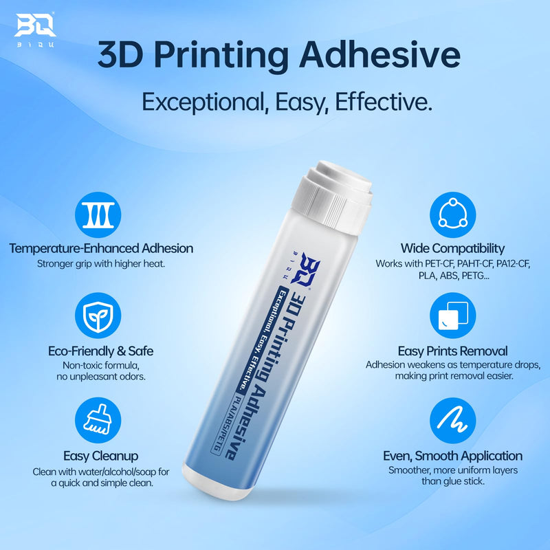 BIQU 2 Pack 3D Printer Adhesive Glue for CryoGrip/PEI Build Plate, Printer Glue Comparable Performance to Bambu-Lab Adhesive with Strong Adhesion, No Residue, for PLA/PETG/ABS/TPU/PET Filaments-60mL