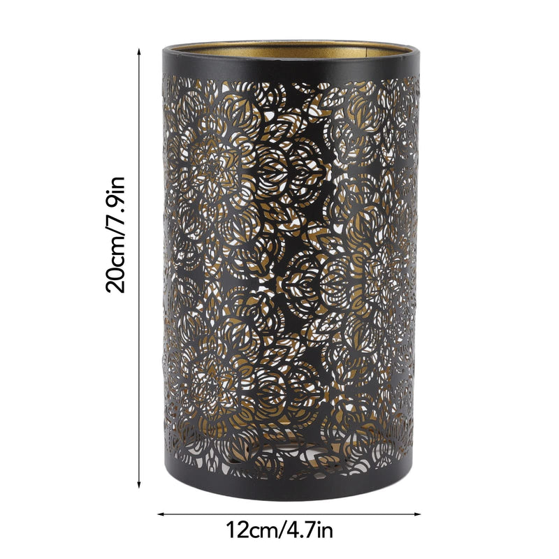 Acouto Lamp Shade for E27 E26 Bulb Hollow Carving Metal Cylindrical Circular Pattern Detachable Decorative Nightstand Table Lamp Shade Lampshade for Table Lamp and Floor Light