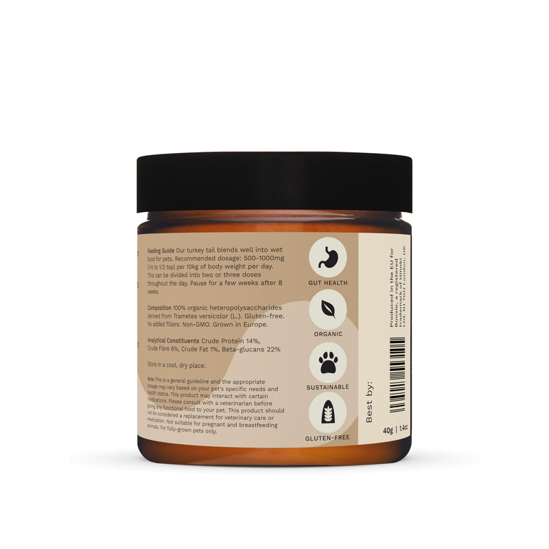 Boosie Organic Adaptogenic Powder for Dogs and Cats - Supports Gut Health and Promotes Diverse Microbiome - Turkey Tail Mushroom - 100% Natural Without Additives or Preservatives - Pet Nutrition Gut Microbiome - PawsPlanet Australia