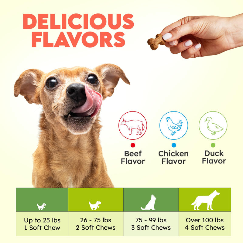 Collagen for Dogs - 150 Chews - Joint, Skin & Coat Supplement with Hyaluronic Acid, Eggshell Membrane & Vitamin C - Daily Hip & Joint Support for Senior Dogs & Puppies - Beef