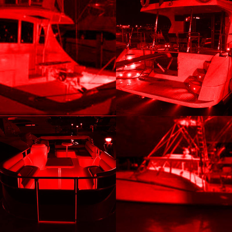 ALFU 10PCS Red 3/4" 12V LED Boat Interior Lights Marine Navigation Lights Clearance Marker Lights Round Bullet Side Indicator Lamps for Truck, Trailer, RV, Van, Boat, Bus, Caravan Red 10PCS
