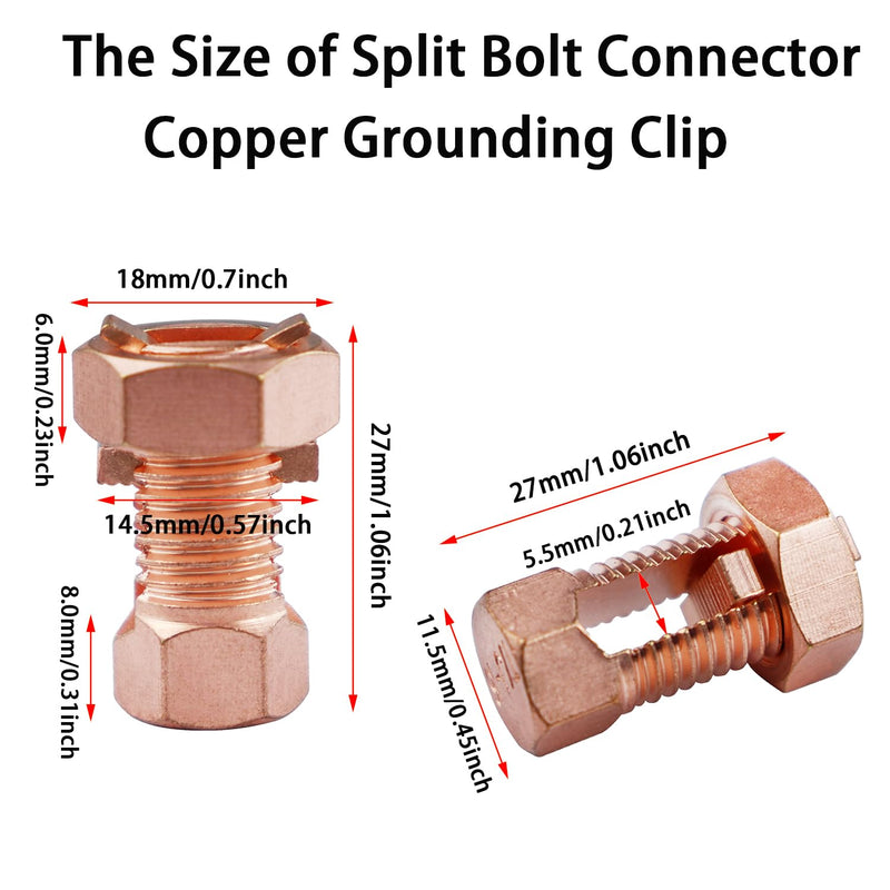 2PCS Split Bolt Connector High Strength Copper Grounding Clamps for Completing Ground Bonding to Bare Wires TJ-16