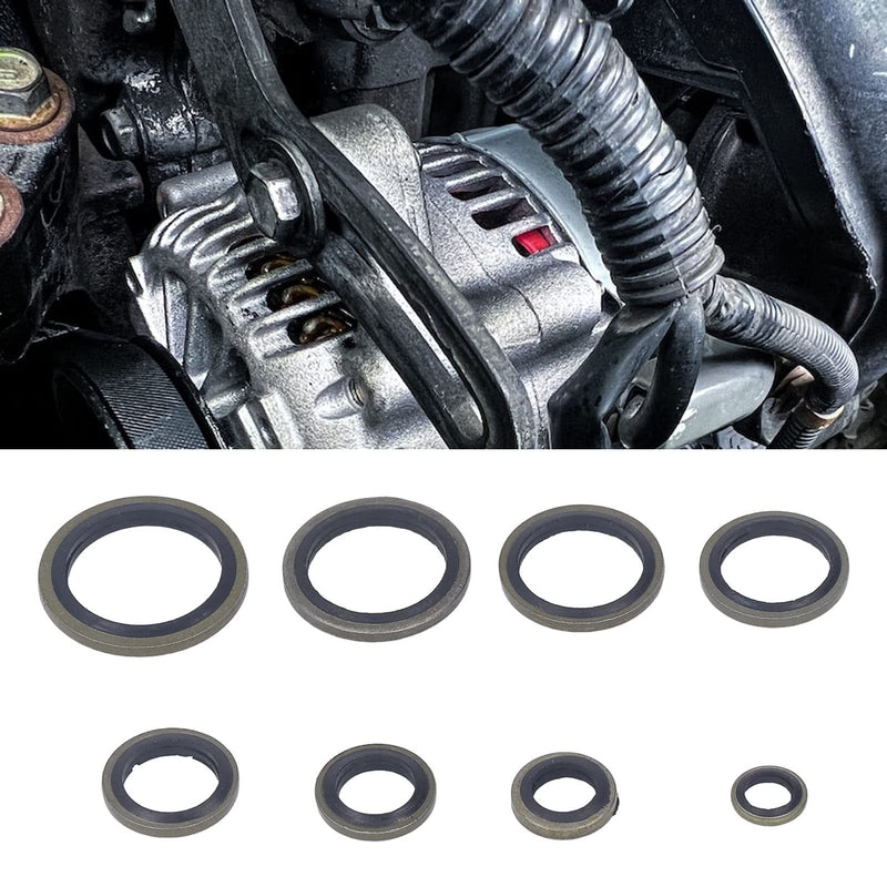 Bonded Seal Washer, Crush Washer for Crush Washer Oil Drain Plug, 110 PCS Oil Plug Gasket, NBR Metric Metal Automotive Sealing Washers Assortment Kit of Crush Washer Assortment M6-M20