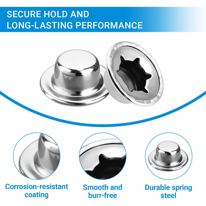 Push-On Pushnut Caps, Spring Steel 5/16" (7.9mm) Axle Cap Nuts, Permanent Push On Fastener for Hand Trucks, Lawn Wagons, Carts & Wheel Axles, 10 Pcs 5/16"