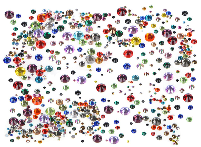 Bymitel 5000 Pieces 6 Mixed Sizes Glue Fix on Glass Rhinestones Round Crystal Gems Flatback for DIY Jewelry Making with one Picking Pen(Mix: SS4-SS30/5000PCS, Mixed Colors) MIX 6-SIZES 5000PCS