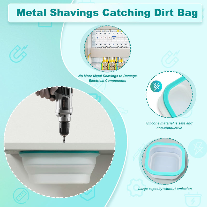 Dirt Bag Electrical Drilling Catcher Bag for Magnetic Metal Shavings, Non-Conductive Electrical Safety Drilling Tool Bag, Silicone Bags for Capturing Debris 6.1″