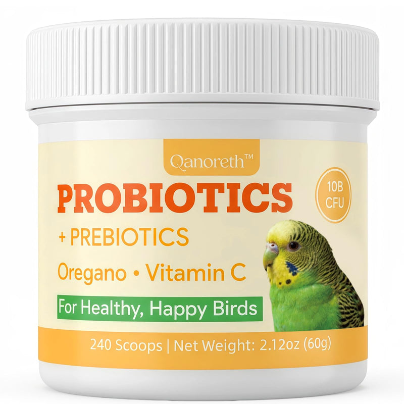 Bird Probiotic Powder for Gut Balance, Digestive & Immune Support – 10 Billion CFU Probiotic + Prebiotic with Vitamin C & Oregano – Molting & Stress Support for All Birds - Parakeet Parrot Cockatiel