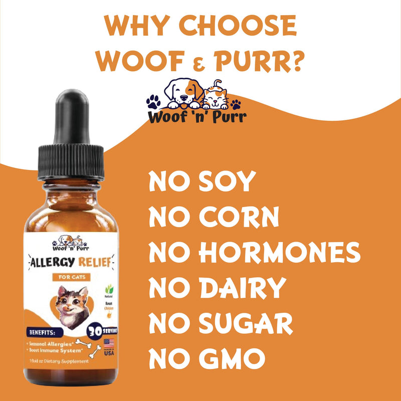 Natural Allergy Relief for Cats - Supports Allergy & Itch Relief for Cats - Cat Allergy - Cat Itch Relief - Cat Itchy Skin Relief - Cat Allergy Relief for Cats - Cat Supplements & Vitamins - 1 fl oz - PawsPlanet Australia