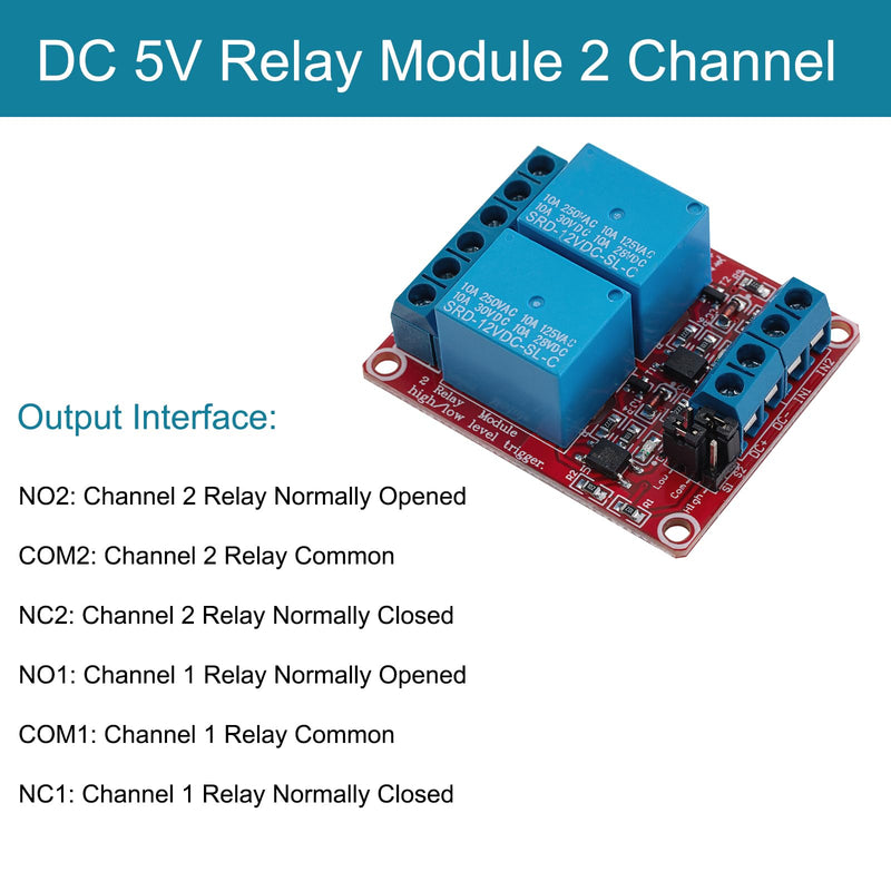 4PCS DC 12V 2 Channel Relay Module with Isolated Optocoupler Supports High and Low Level H/L Level Trigger Module Triggered