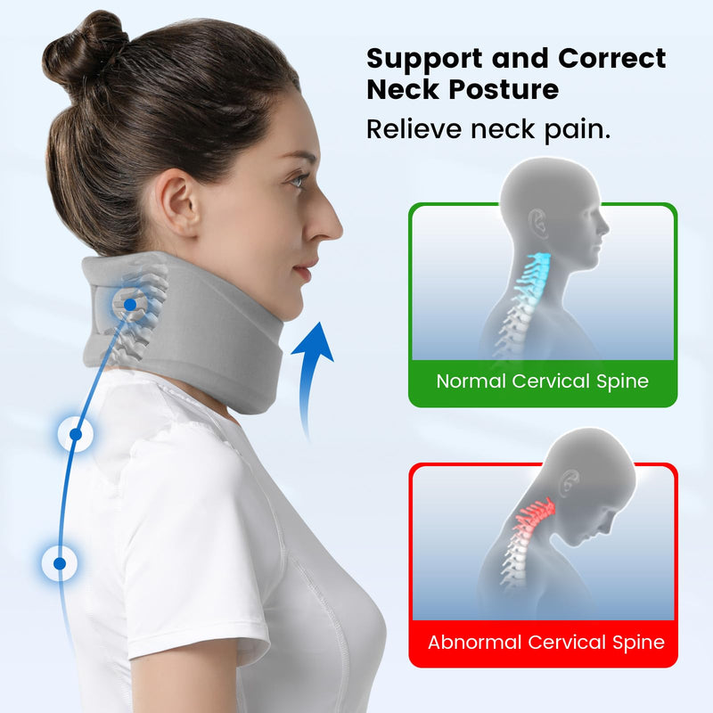 Velpeau Neck Brace for Neck Pain and Strong Support, Soft Cervical Collar for Sleeping Upright, Snoozing - Stabilizes & Relieves Pressure in Spine for Women & Men (Grey, S: 11-13.5" / 3" Depth) 3 Inch (Pack of 1)