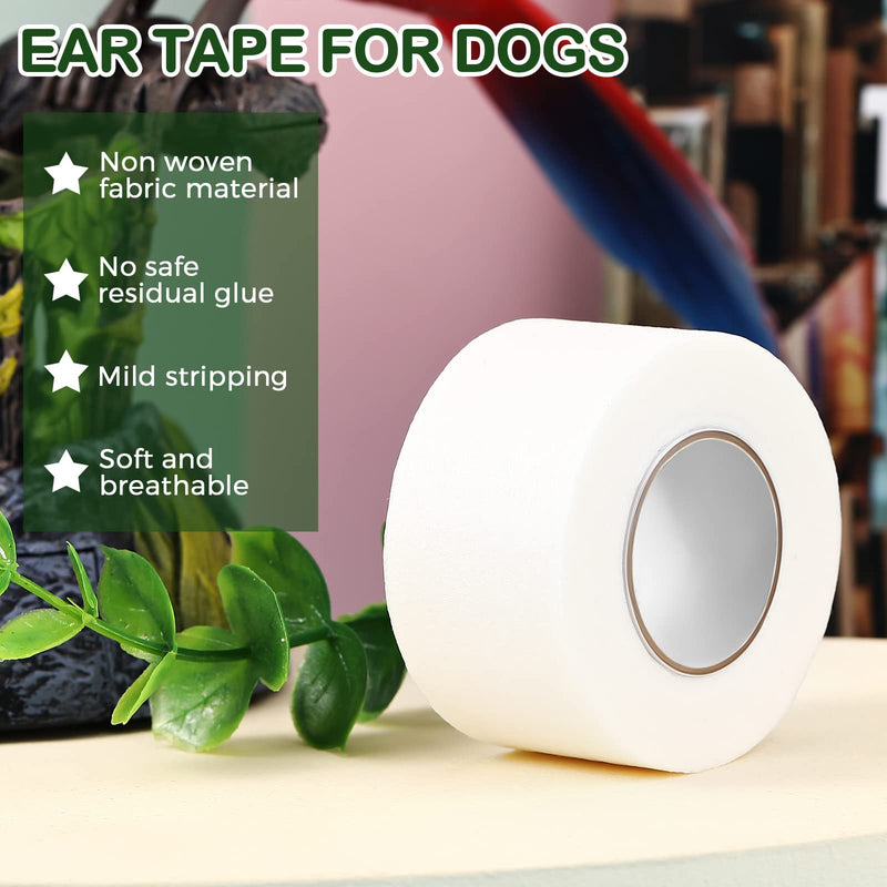 1 Inch x 30 Feet Ear Tape for Dogs and 4 Inch Bamboo Buds Non Woven Dog Ear Forms Cotton Dog Ear Swabs Self Adhesive Doberman Ear Support Bamboo Handle Ear Buds for Dogs Dog Ear Care Kit for Cat Dog - PawsPlanet Australia