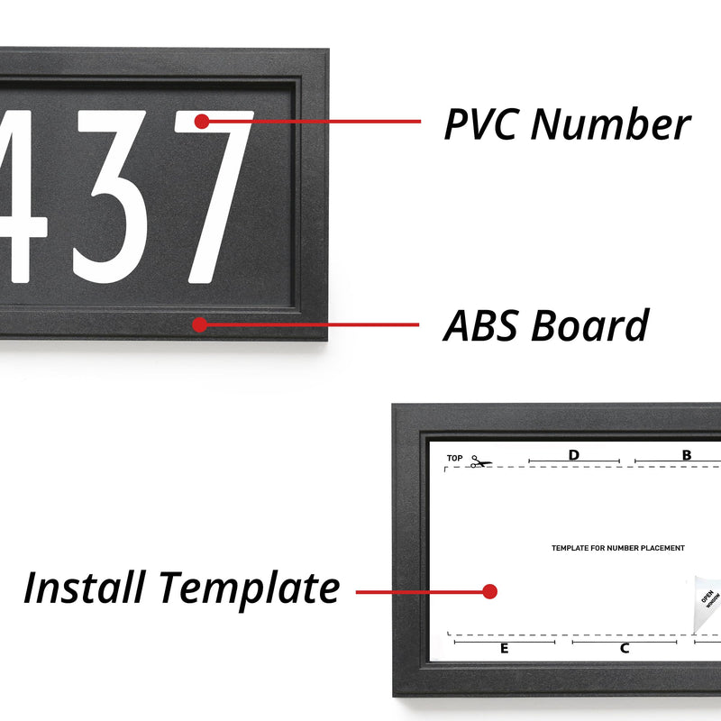 Address Number Sign 14.4" x 7.0" ABS Plastic, Includes 4 Sets 4 Inch 0-8 Number Stickers, Mounting Screws & Expansion Tubes, Fits 4-5 Digits for Home Wall Door