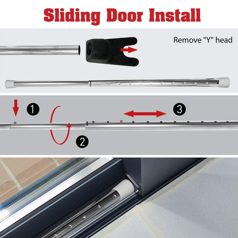 Door Stoppers Security Bar, SECURITYMAN 3 in 1 Adjustable Door Security Bar & Sliding Door Security Bar - Heavy Duty Door Lock Stick Jammer for Apartment, Dorm, Front Door Inside Safety Must Haves 1 Pack Chrome