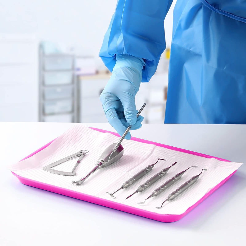 JMU Pink Dental Trays Autoclavable Plastic Instruments Trays Procedure Flat Trays 13.25" X 9.75", Size B 13.25" X 9.75" 1