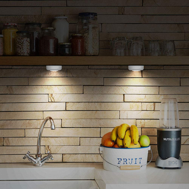 Tap Light Push Lights, 6 Pack Portable Bright LED Puck Light Touch Light Night Lights Push Lights Battery Operated Under Cabinet Lighting for Closet Kitchen Under Counter Classroom Indoor Outdoor 6-Pack