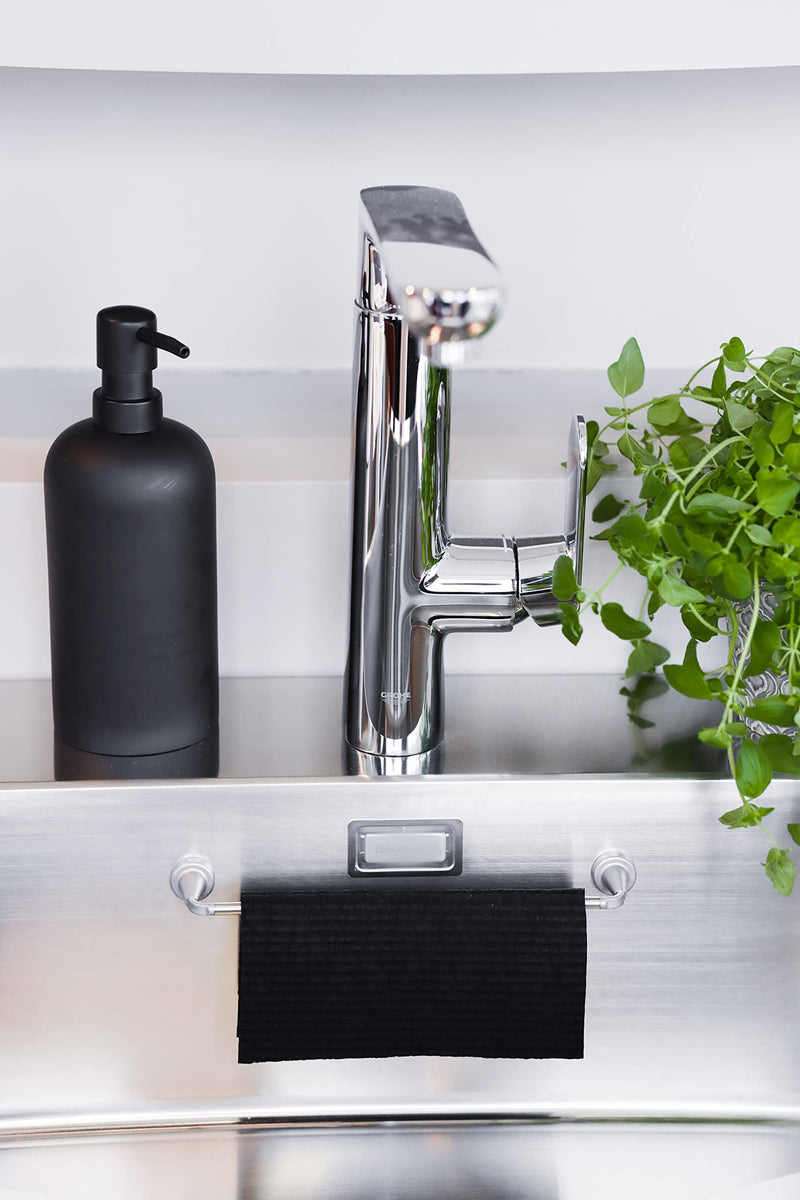 ByMagnet Stainless Steel Magnetic Cloth Rail Danish Design Made in Denmark (Magnetic Regular for S/S Sink + 1 Swedish Dishcloth)