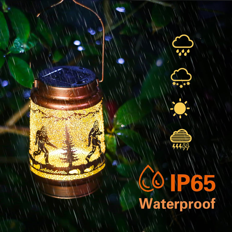 Bigfoot Solar Lanterns Outdoor Waterproof Hanging Solar Lights Big Foot Sasquatch Gifts for Men Women Metal Decorative LED Lanterns for Yard, Patio, Lawn, Tabletop, Pathway, Landscape, Garden Decor 1 Bigfoot