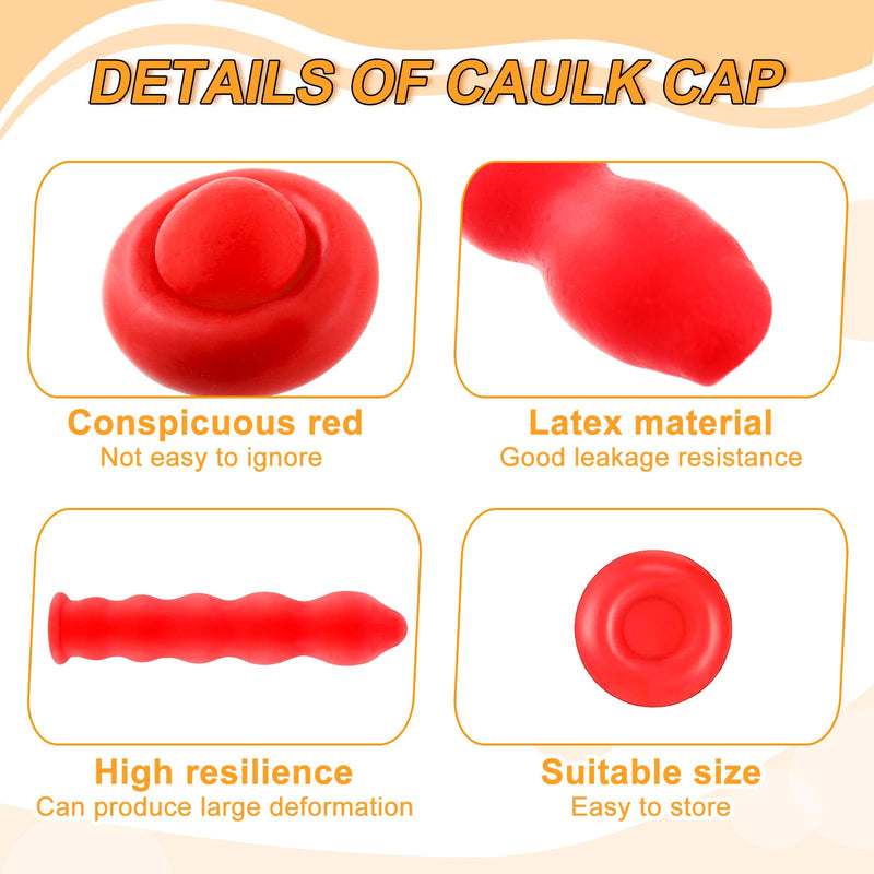 Caulk Cap Caulk Saver Cap Caulk Finishing Tool Caulk Saver Caps Caulking Tube Covers Tube Caps for Sealing and Preserving, Red (35 Pieces) 35