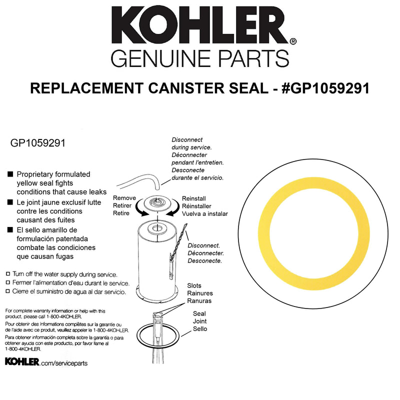 Kohler Genuine Part GP1059291 Toilet Tank Canister Valve Seal, Yellow - 6-pk