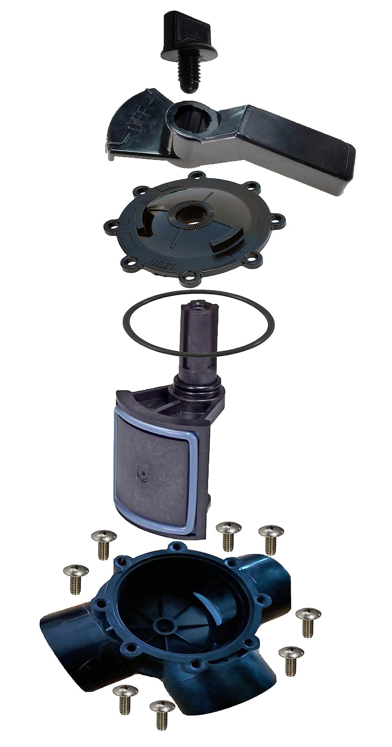 ATIE 2-Port/3-Port Pool Valve Rebuild Complete Kit Compatible with Jandy 2-way/3-way 4715, 4716, 4717 Valve and Gray Valves with Diverter Valve 4720, Cover 4606, Handle 7433 (2 Pack) 2 Pack