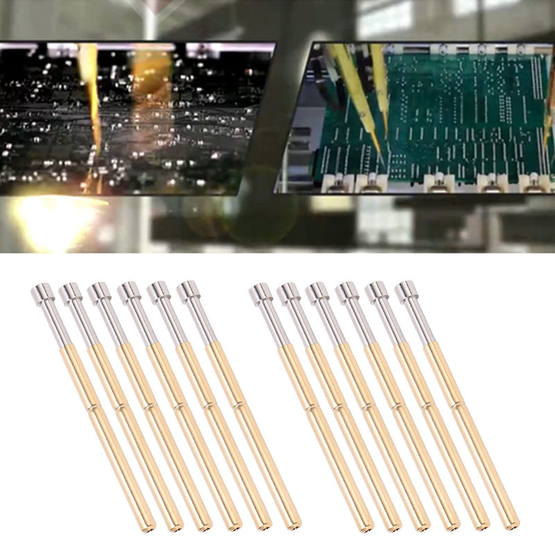 100pcs Spring Loaded Test Pins, Concave Head PCB Testing Probes Brass Pogo Pins 2.02mm/0.1in Tube Diameter for Circuit Board/Burn-in Fixture (33.35mm Length)