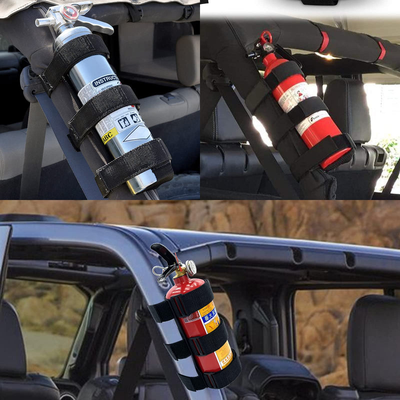 Car Roll Bar Fire Extinguisher Holder Replacement for Jeep Wrangler CJ YJ TJ LJ JK JKU JL JLU, Polaris Ranger RZR General RS1, Can Am Maverick X3 & More - Adjustable Extinguisher Mount Strap 2 Pack - NewNest Australia