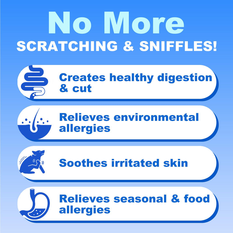 Dog Allergy Relief Chews, Itch Relief, Probiotics for Dogs, Omega-3 Fish Oil, Seasonal Allergy and Itchy Skin Treatment, Immune Support Supplement (120 Chews, Chicken) 120 Chews