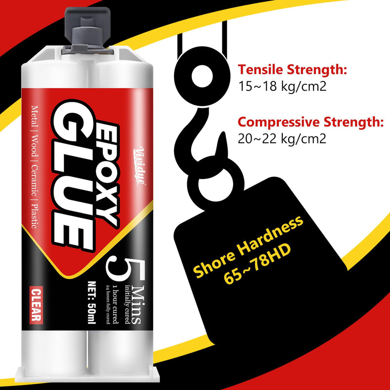 5 Minute Epoxy Glue 100ml, Multi-Purpose Clear Epoxy Adhesive for Metal, Plastic, Wood, Ceramics, Glass and More, Sturdy, Waterproof, Heat-Resistant, Fast Curing Liquid Epoxy Resin Kit